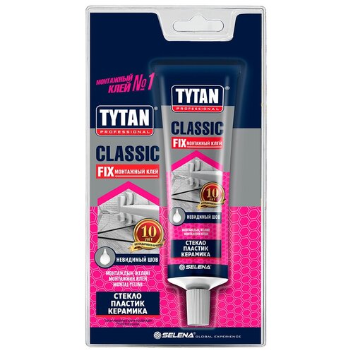  Клей монтажный каучуковый Tytan Professional Classic Fix прозрачный 100 мл туба на блистере