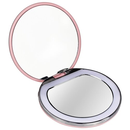 Купить Зеркало с подсветкой для макияжа / Зеркало косметическое настольное/ Зеркало двухстороннее с увеличением / Recam Group, розовый/светло-розовый