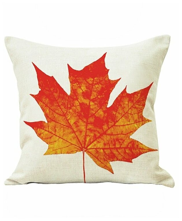 Декоративная подушка, "Осенний Лист", льняная наволочка, цвет бежевый, 45х45 см,5 sisters 5S-PILLOW-173