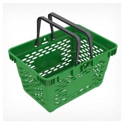 фото Корзина покупательская пластиковая, 20л, 2 пластиковые ручки, цвет зелёный 1431390 .