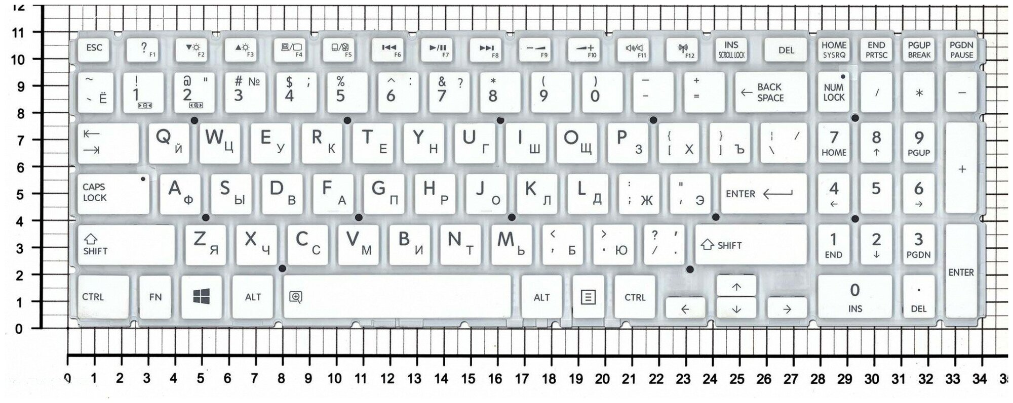 Клавиатура для ноутбука Toshiba MP-13R86TQ-920 белая без рамки