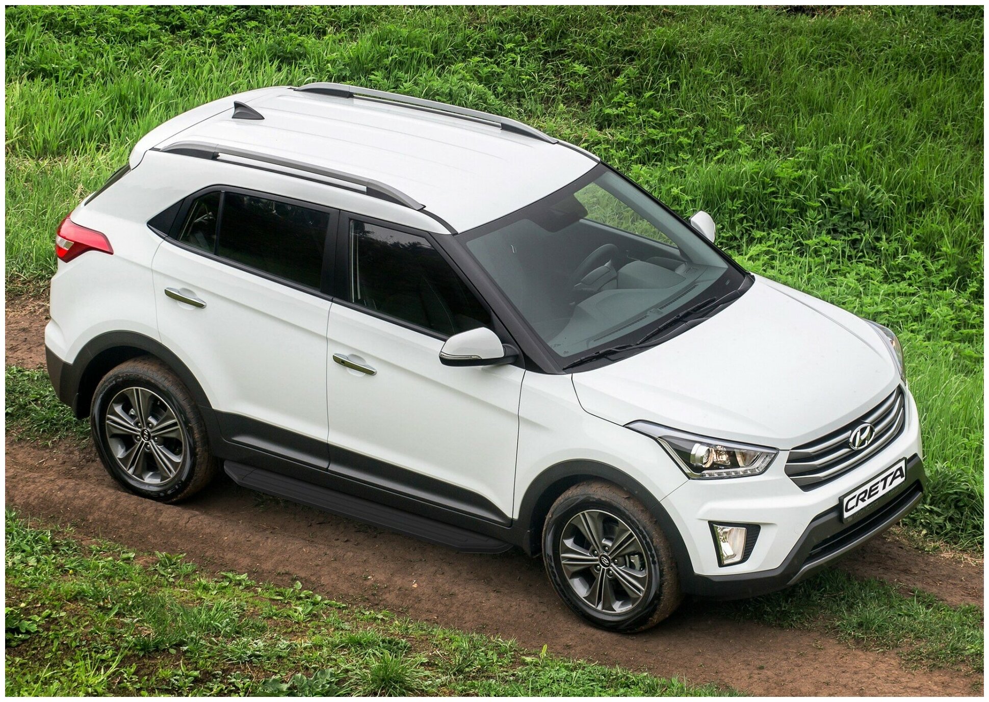 Пороги алюминиевые с площадкой "Premium-Black" (арт. A173ALB.2310.1) HYUNDAI Creta 2016-2021