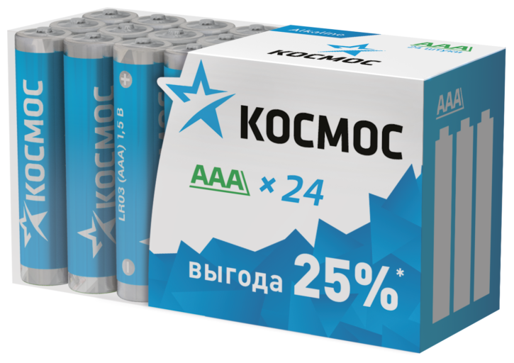 Космос Батарейка космос LR03 BOX24, 24шт