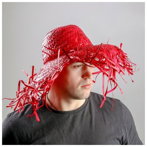 фото Карнавальная шляпа «солома», цвет красный mikimarket