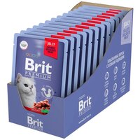 Влажный корм для стерилизованных кошек Brit Premium, мясное ассорти с потрошками 14 шт. х 85 г (кусочки в желе)