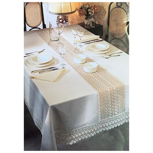 Скатерть 170х270 и 12 салфеток Gamba 1728 Panna шампань (Товары от 5 тыс)