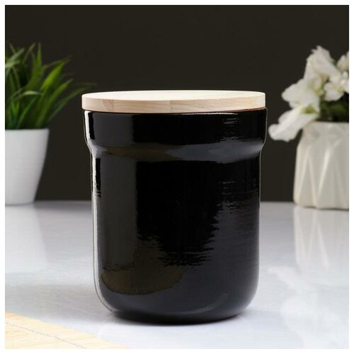 Банка под сыпучие с деревянной крышкой 