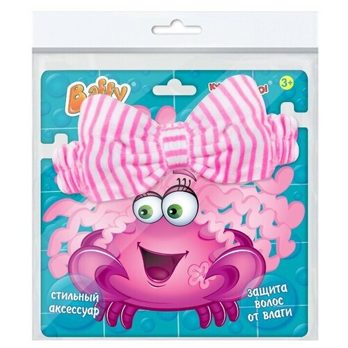 фото Повязка-резинка на голову "бантик" (розовый, полоска) baffy
