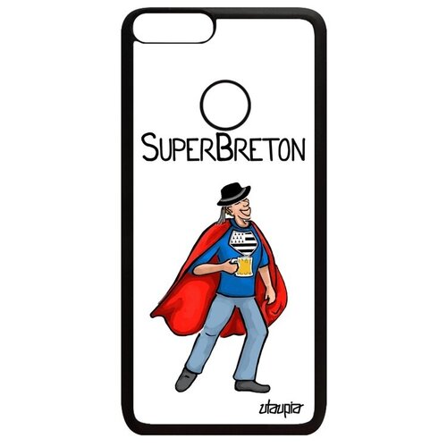 фото Стильный чехол на смартфон // huawei p smart 2018 // "супербретонец" комикс герой, utaupia, белый