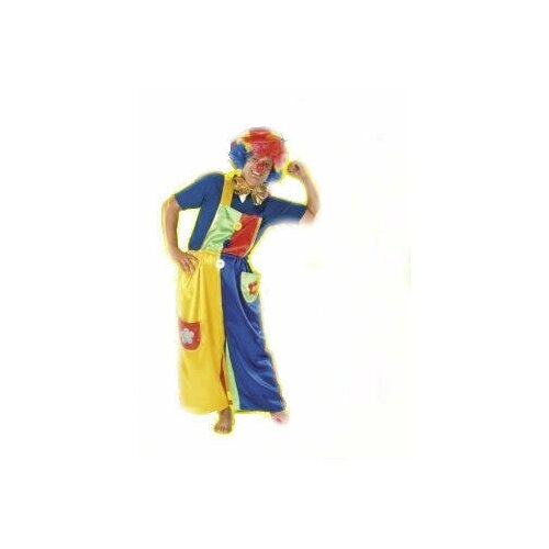 фото Костюм клоун взрослый греми 48-52 (комбинезон, бабочка, кепка, парик, нос)