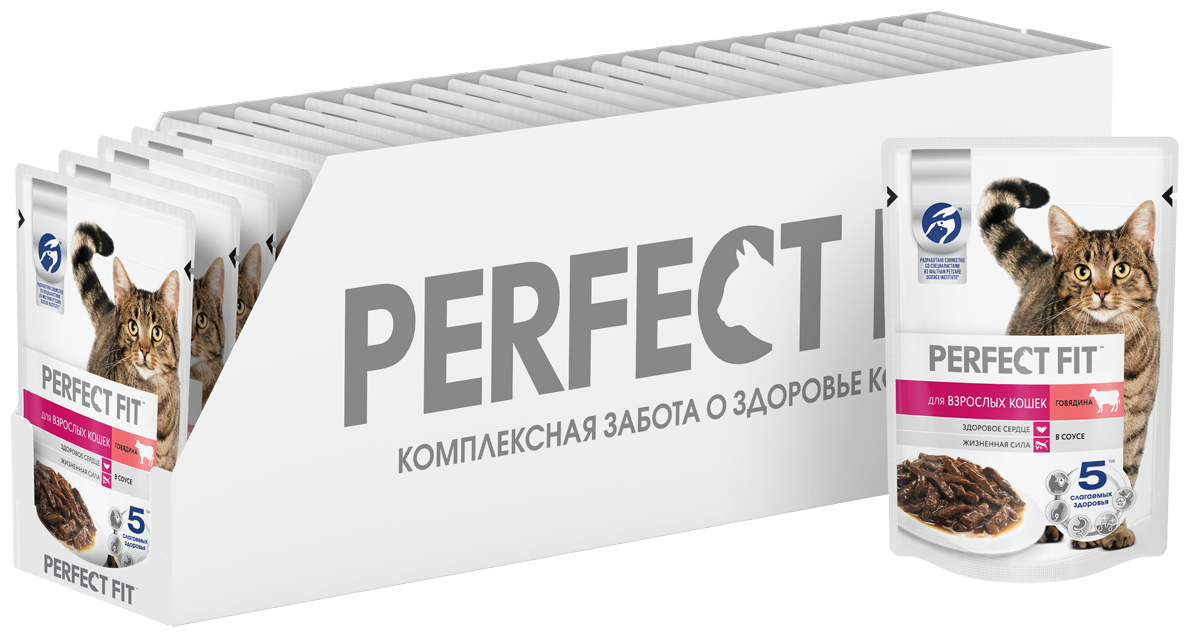 Корм для кошек Perfect Fit Говядина в соусе 75г - фото №7