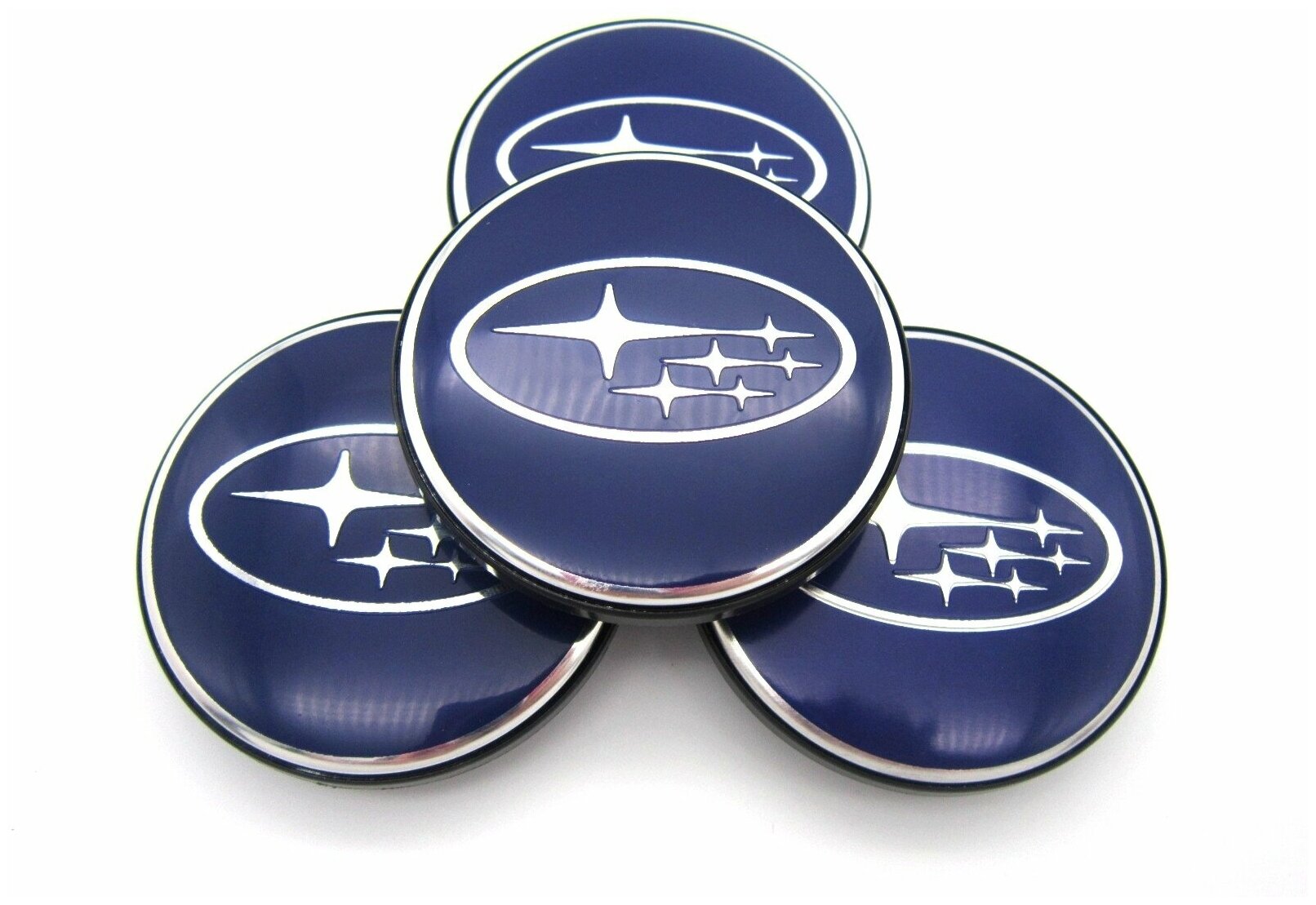 Колпачки заглушки на литые диски КиК Субару синий 62/55/10, комплект 4 шт.