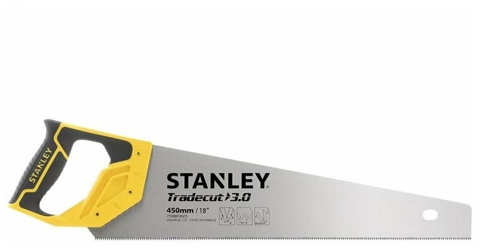 Ножовка по дереву Tradecut с закаленным зубом STANLEY STHT20354-1 7х450 мм