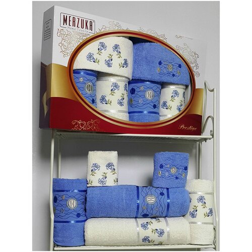 фото Oran merzuka полотенце prestij цвет: голубой br18442 (30х50 см - 2 шт, 50х90 см - 2 шт, 70х140 см - 2 шт)