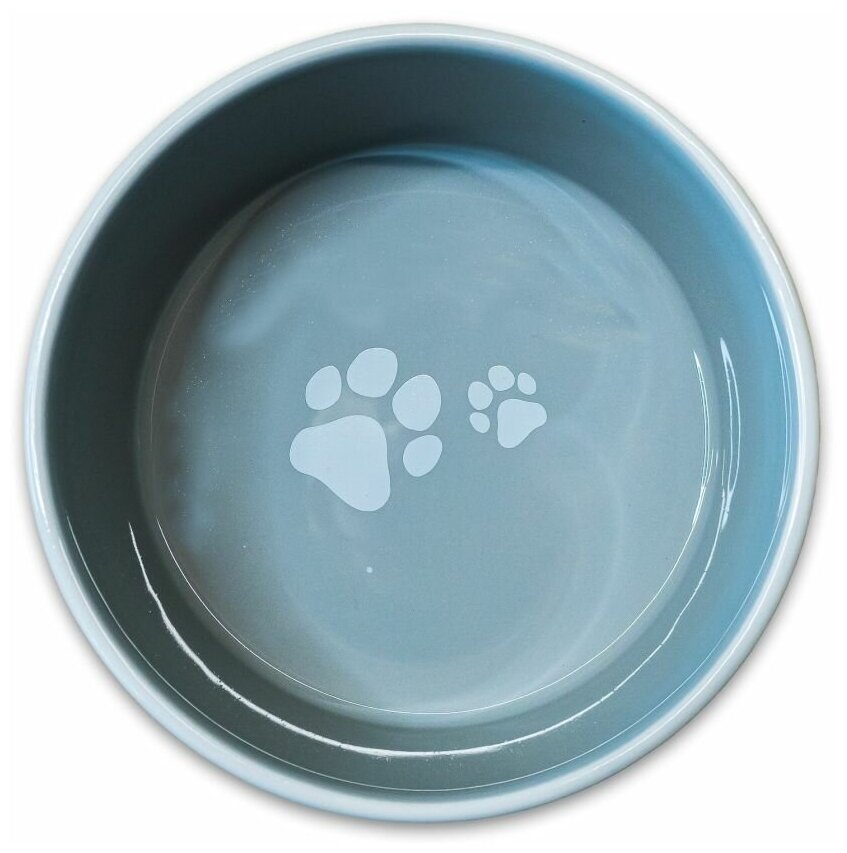 КерамикАрт миска керамическая для собак "Лапки", 300 мл, серая - фотография № 12
