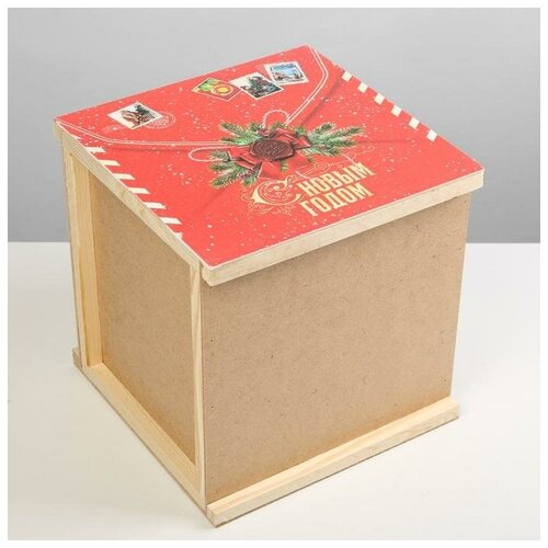 фото Ящик деревянный бандероль "посылка", 25 x 25 x 25 см дарите счастье