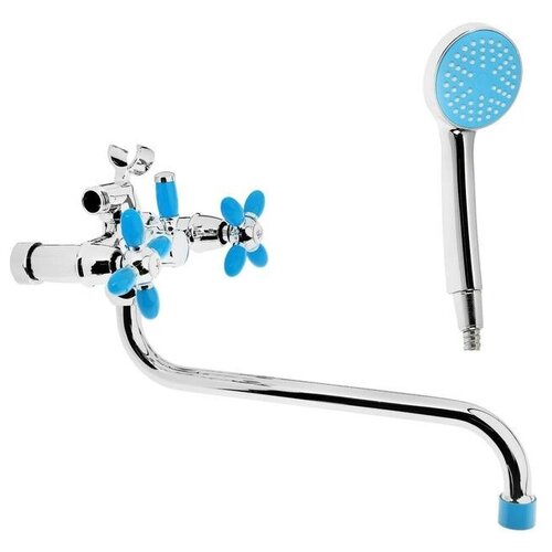 Cмеситель для ванны Accoona A7182M, двухвентильный, синий/хром лейка душевая кд 1м с краном