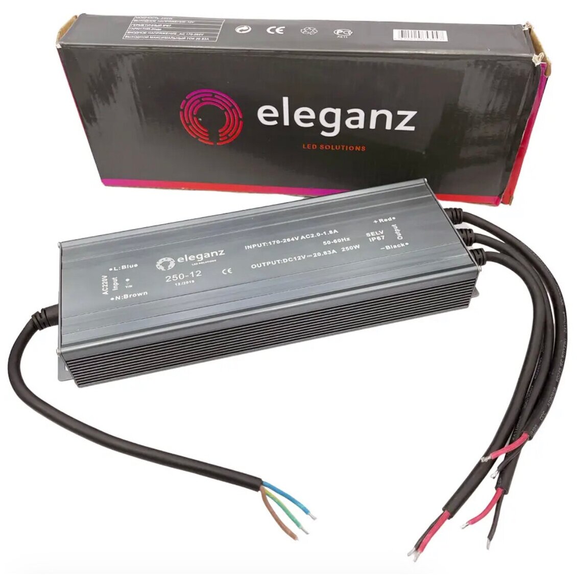 Блок питания (трансформатор) Eleganz 250W 12V IP67