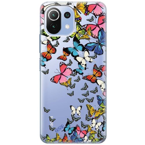 фото Ультратонкий силиконовый чехол-накладка transparent для xiaomi mi 11 lite 4g с 3d принтом "magic butterflies" gosso