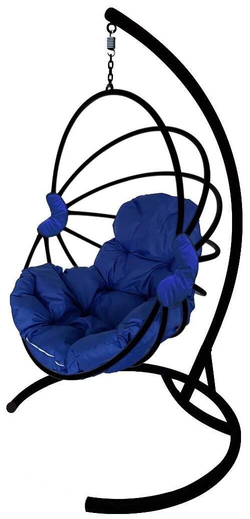 Подвесное кресло M-Group веер, разборный чёрный, синяя подушка - фотография № 13
