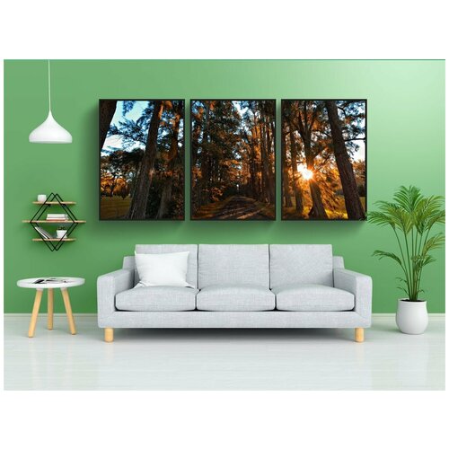 фото Набор модулных постеров для интерьера "пейзаж, осень, лес" 60x90 см. в тубусе, без рамки lotsprints