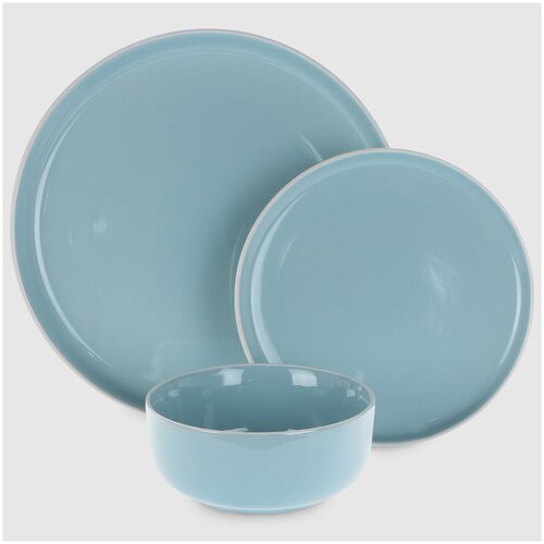 Сервиз столовый голубой 18 предметов 6 персон керамика MEIBO