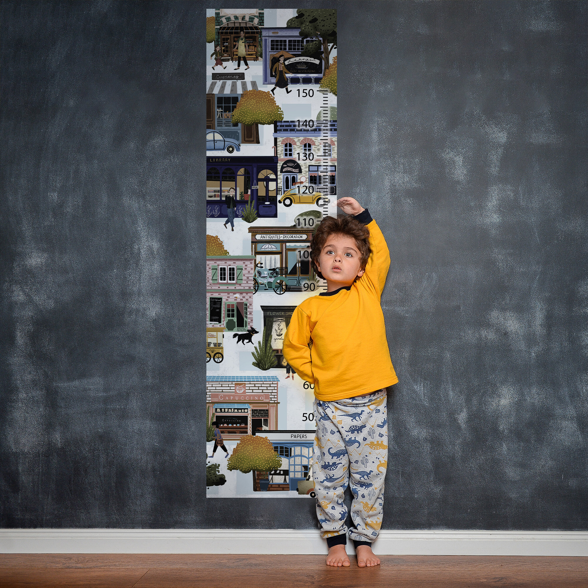 Ростомер детский на стену наклейка Город для измерения роста OnPrint