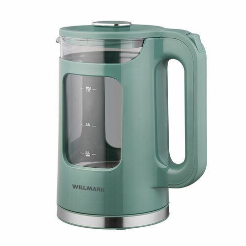 Чайник эл WILLMARK WEK-1725G 17л пов на 360град LED-подсв двустенный корпус2200Вт зеленый 222000₽