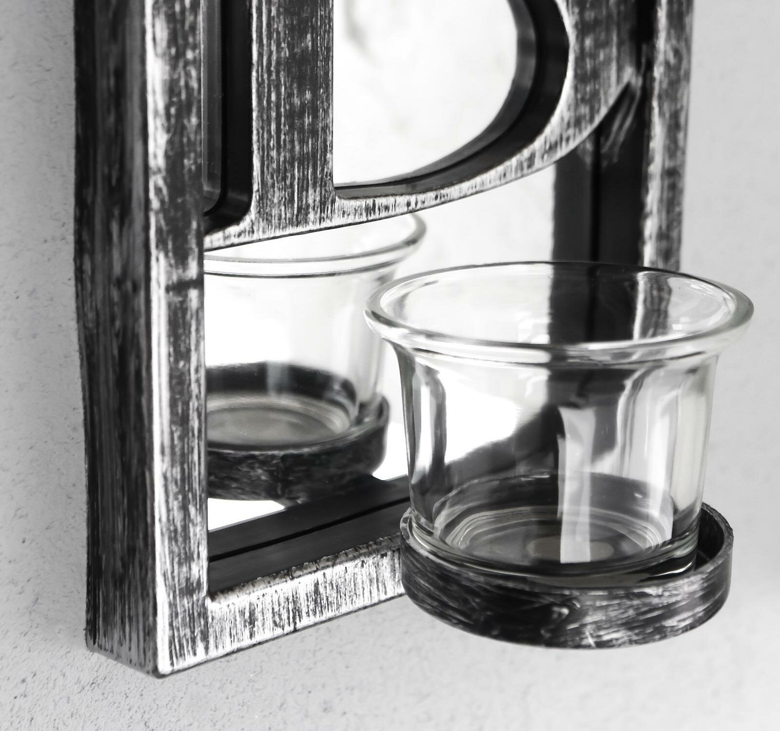 Подсвечник пластик, стекло на 1 свечу "Отражение благословения" d-4 см серебро 8х12х41 см