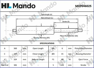 Амортизатор упор багажника MANDO MOP046025