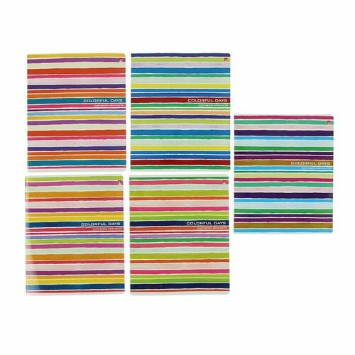 Тетрадь 48 листов клетка Полосы обложка мелованный картон УФ-лак 5 видов 453₽