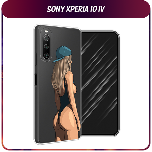 Силиконовый чехол на Sony Xperia 10 IV / Сони Иксперия 10 IV Девушка в черном купальнике, прозрачный силиконовый чехол на sony xperia 10 iv сони иксперия 10 iv морозная лавина синяя