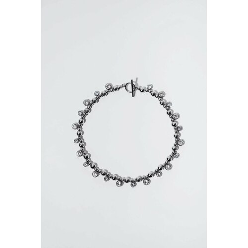 Чокер РЕСУРС Чокер РЕСУРС из стальных шаров с кристаллами разного диаметра, кристалл, длина 38 см, белый, серебряный
