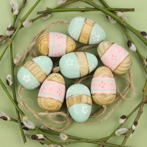 Breitner Пасхальные украшения Яйца Woody Easter 4 см, 8 шт, подвеска 22-0040