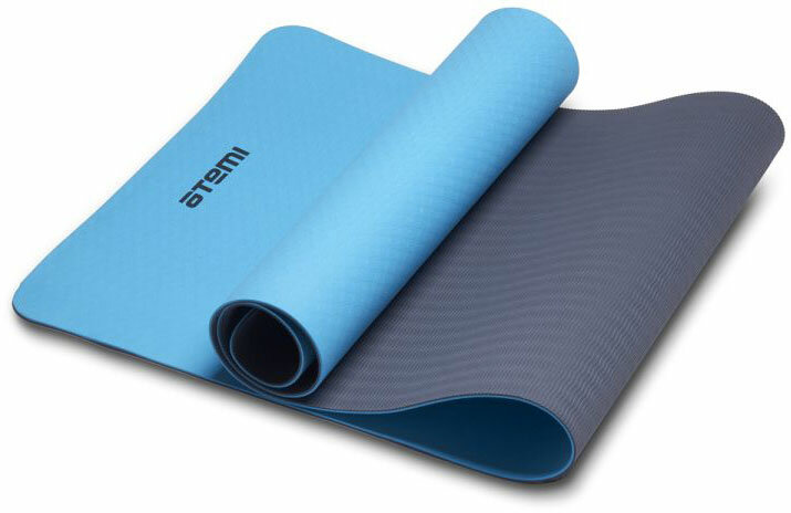 Коврик для йоги и фитнеса ATEMI AYM13B, 173x61x0.4 см, серо-голубой