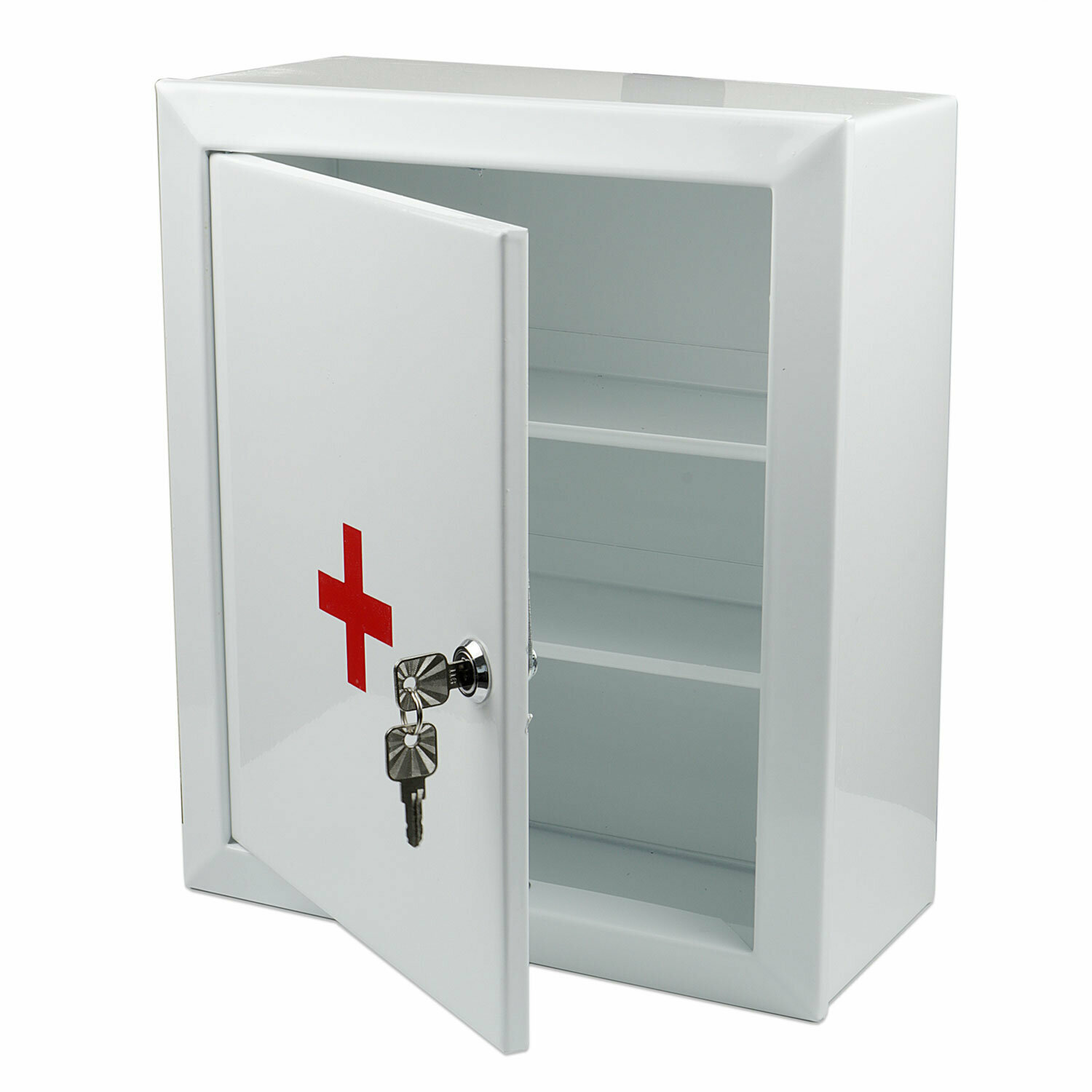 Шкафчик-аптечка металлический "Призма", навесной, 2 полки, ключевой замок, 330x280x140 мм