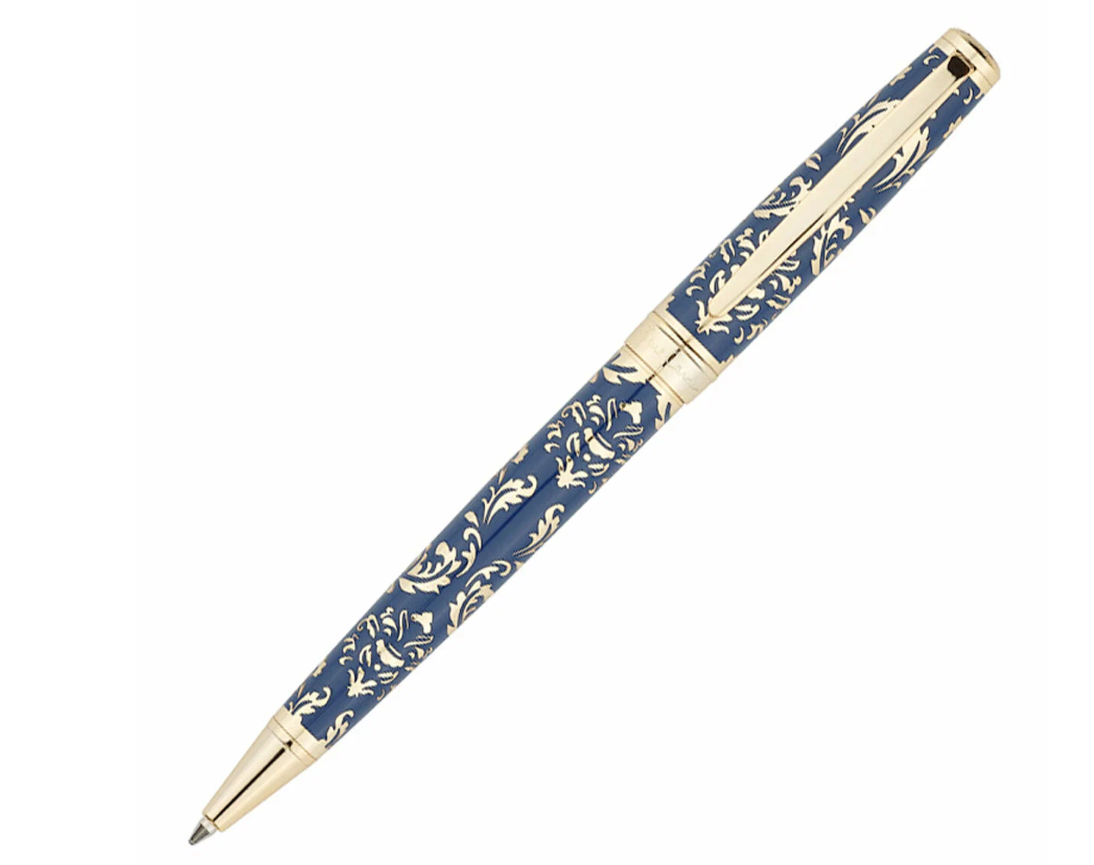 Ручка шариковая Pierre Cardin RENAISSANCE. Цвет - синий и золотистый. 57370