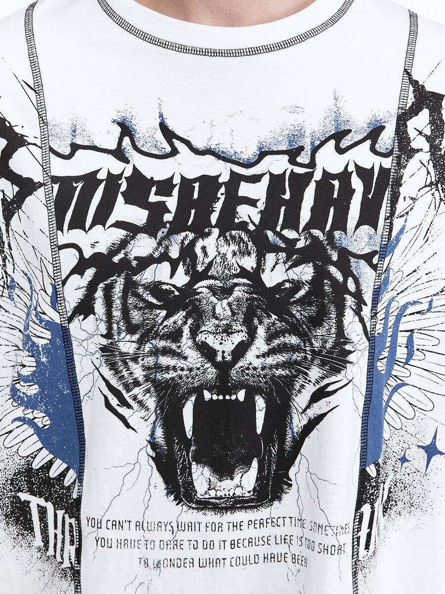 Футболка Befree Grunge, размер M, белый принт — фото 1