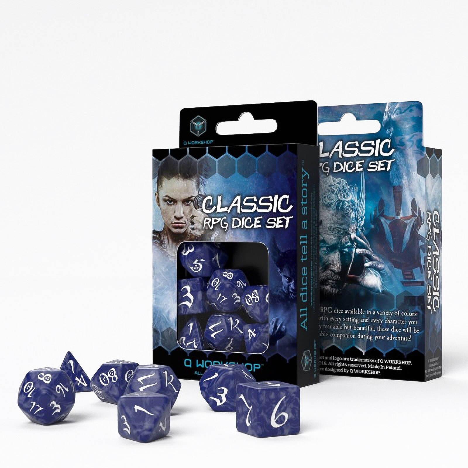 Набор кубиков для настольных ролевых игр Q-Workshop Classic RPG Cobalt & white Dice Set