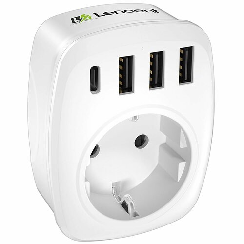 DATICH PA037EU Многофункциональная сетевая панель 7-в-1 с выключателем 3 USB 1AC Outlets Вилка европейского стандарта 1155₽