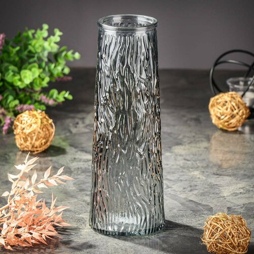 Ваза стеклянная настольная Кора 29х10.5 см, прозрачная, современная