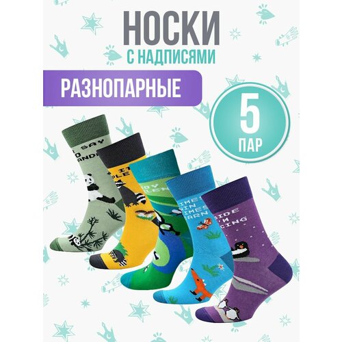 фото Носки big bang socks разнопарные, комплект, 5 пар, размер 40-44, мультиколор