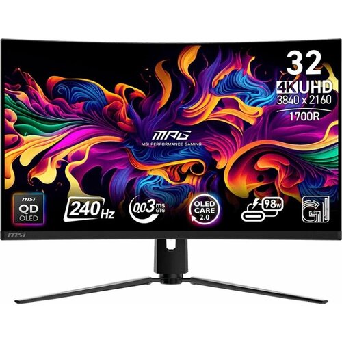 Монитор MSI 315 MPG 321CURX QD-OLED черный QD OLED LED 169 HDMI матовая 250cd 178гр178гр 3840x2160 240Hz DP 4K 96кг 167590₽
