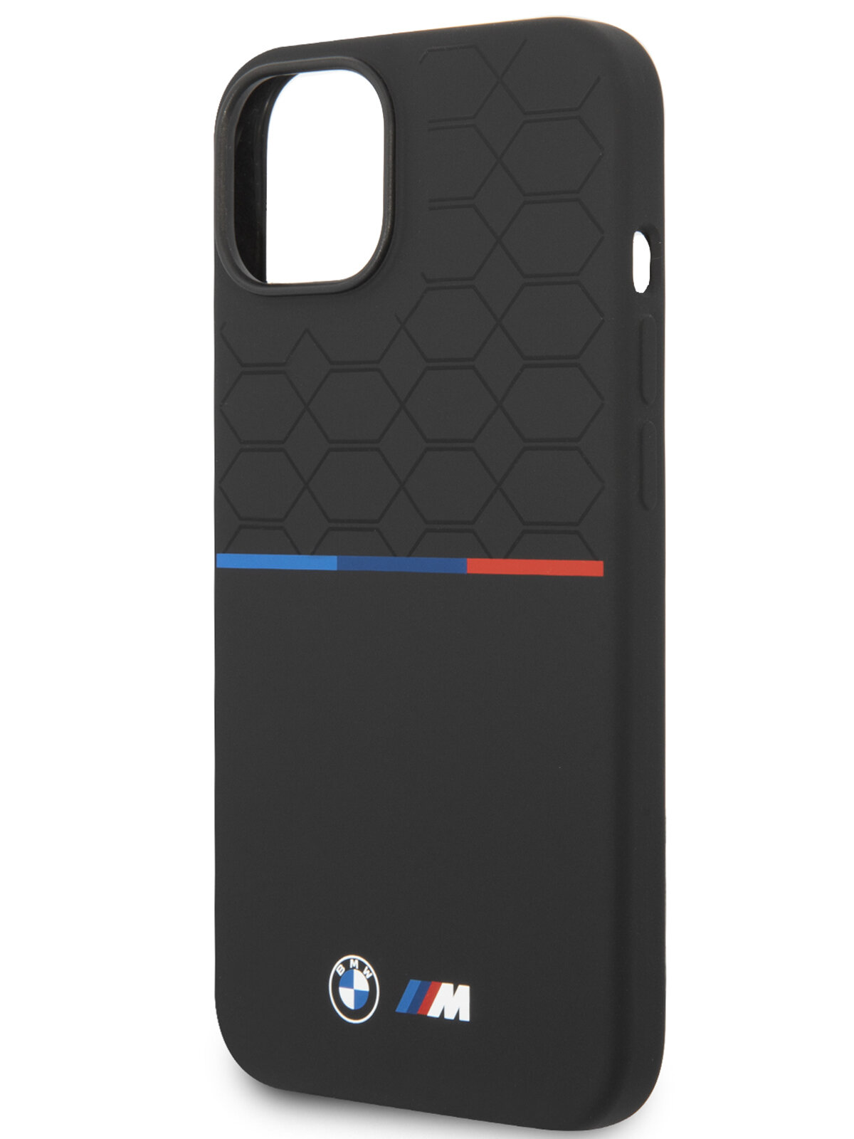 BMW для iPhone 15 чехол M-Collection Liquid silicone Seat Tricolor Hard Black (MagSafe)