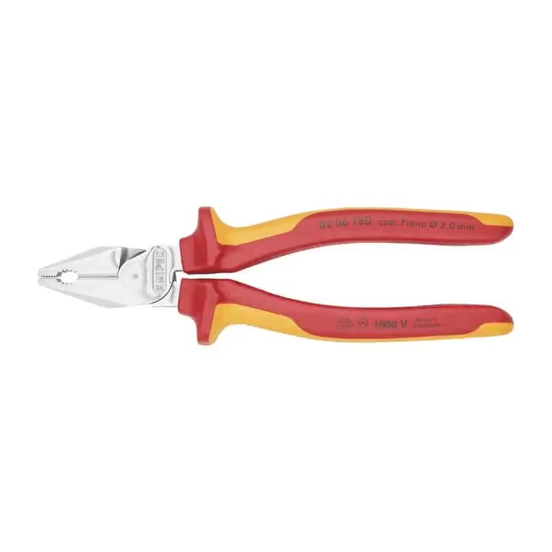 Пассатижи - плоскогубцы KNIPEX комбинированные особой мощности VDE, 180 мм, хром, 2-комп диэлектрические ручки KN-0206180 — фото 1