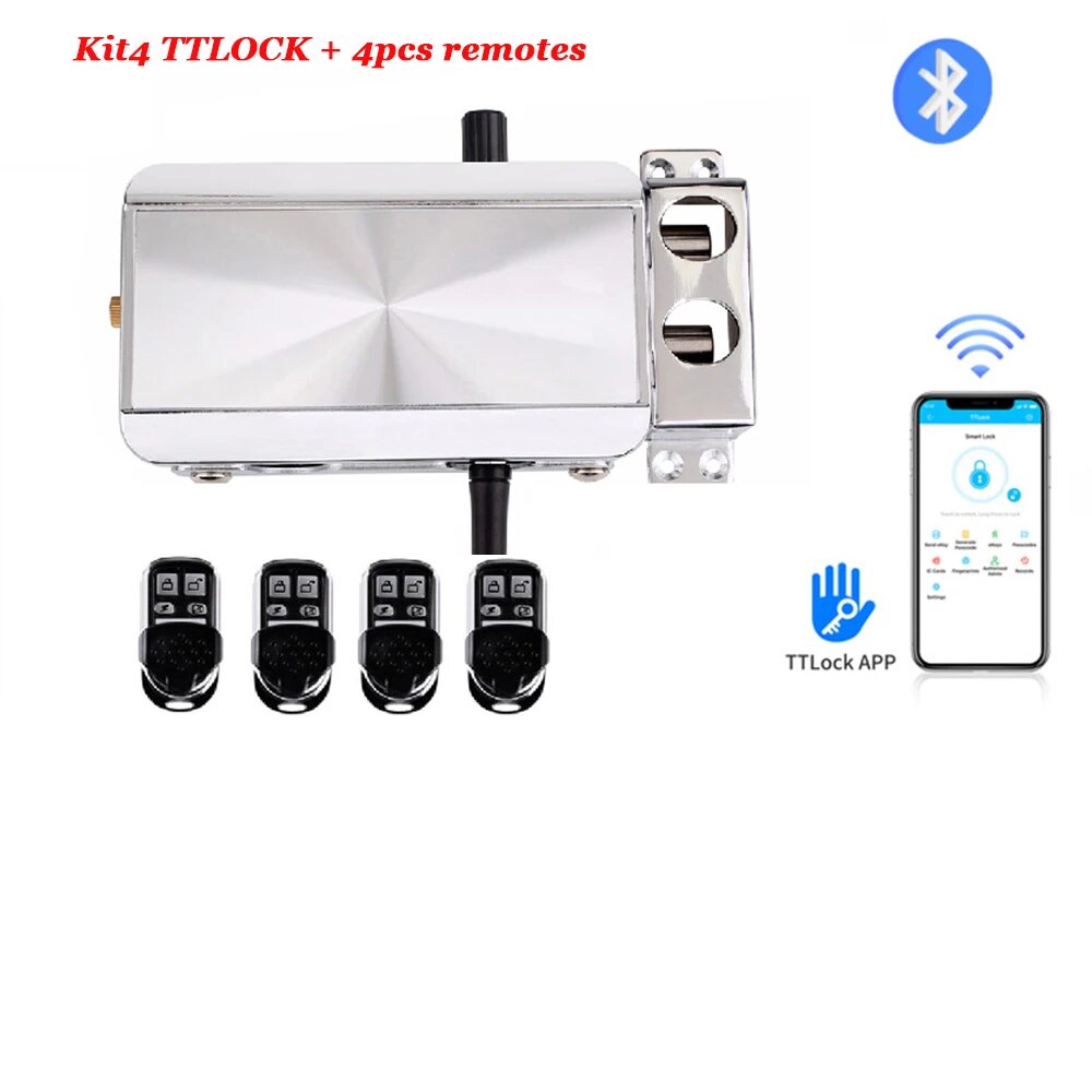TTLOCK Bluetooth-замок, беспроводной замок с дистанционным управлением, скрытый дверной замок или Wi-Fi Смарт-замок, Alexa Google Assistant, голосовая разблокировка двери, Kit4 4REMOTES