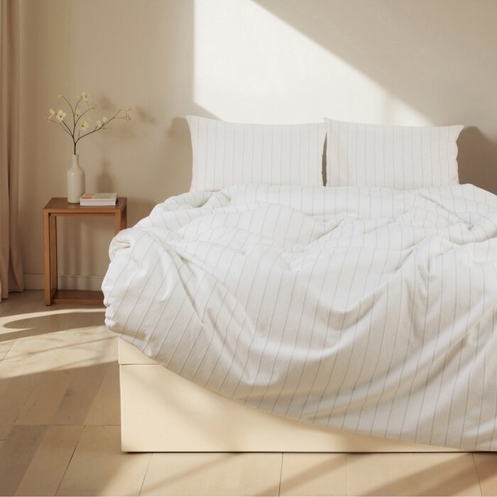 Постельное белье Sima-Land Home Cotton lace евро 200х220 см, 240х225 см, 50х70 - 2 шт, цвет молочный, 100% хлопок (10178701)
