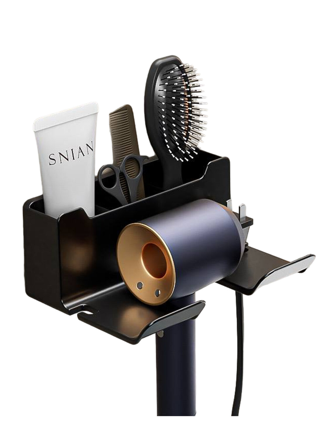 Держатель для фена "Без бренда", черный, пластик, 16,5 см х 12,5 см — фото 1