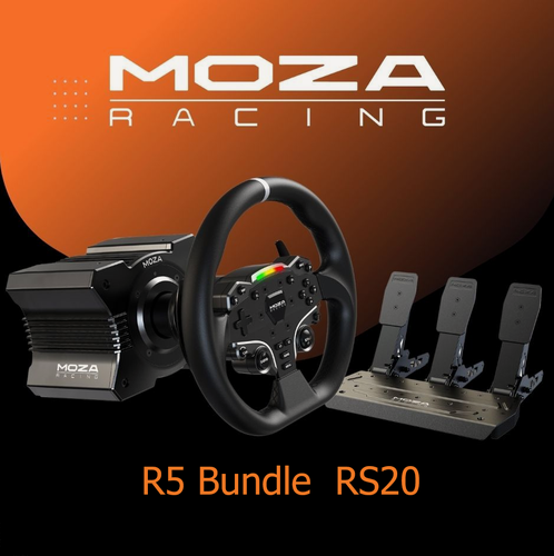 Изображение товара Игровой руль Moza R5 Bundle RS20 комплект: руль, педали, база, крепление, черный