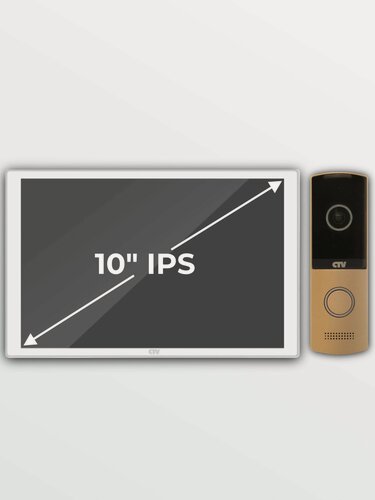 Изображение товара Комплект WiFi видеодомофон для квартиры: монитор 10" CTV-M5121 Q (W) + вызывная панель CTV-D4003NG (CH), для дома, офиса, Ai-детекция, функция видеорегистратора, подключение к подъездному домофону